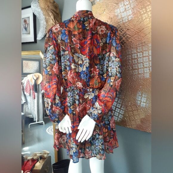 Zara Nwot Floral Chiffon Mini Dress - Picture 4 of 16